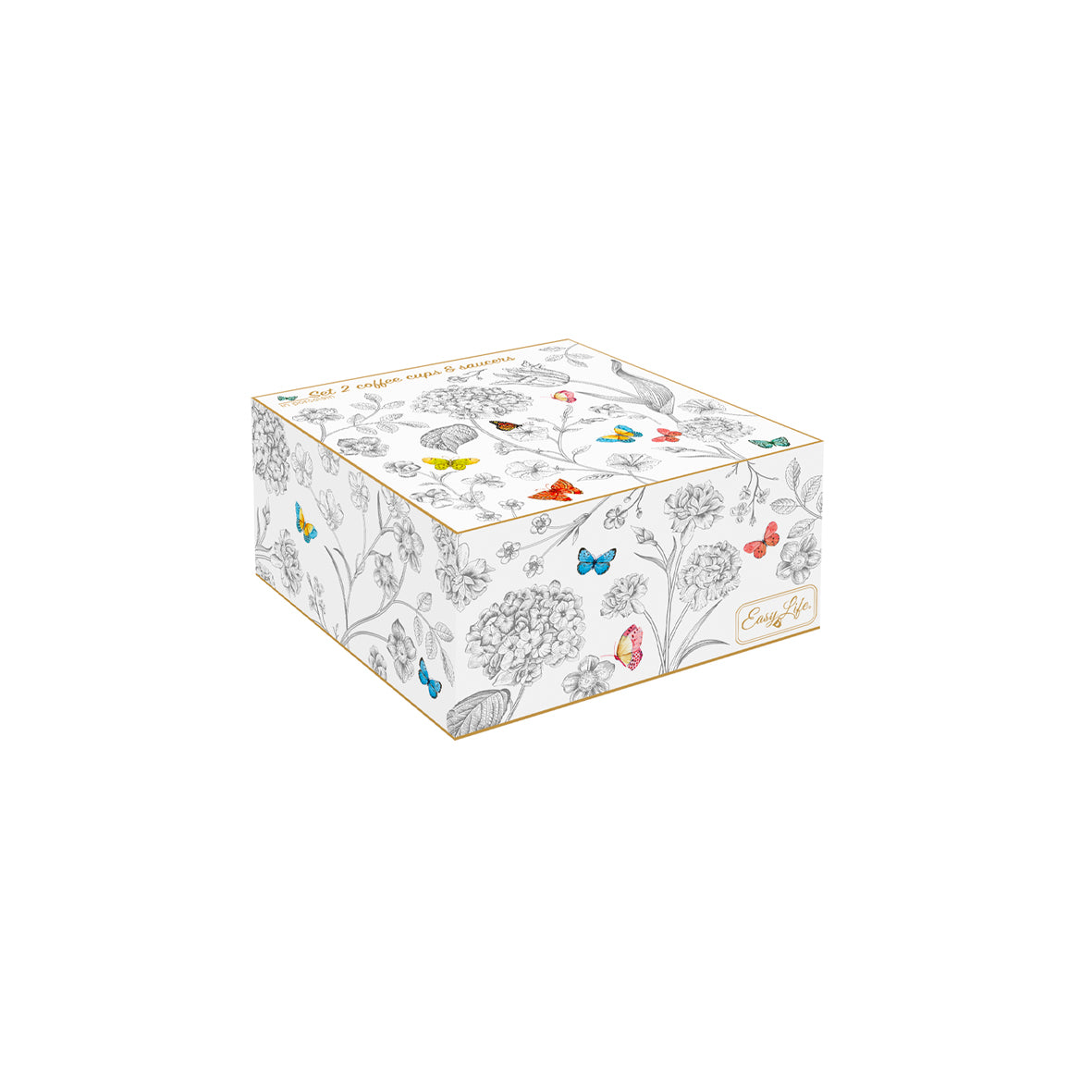 Easy Life Fleurs & Papillons 2 Kişilik Kahve Fincanı Seti