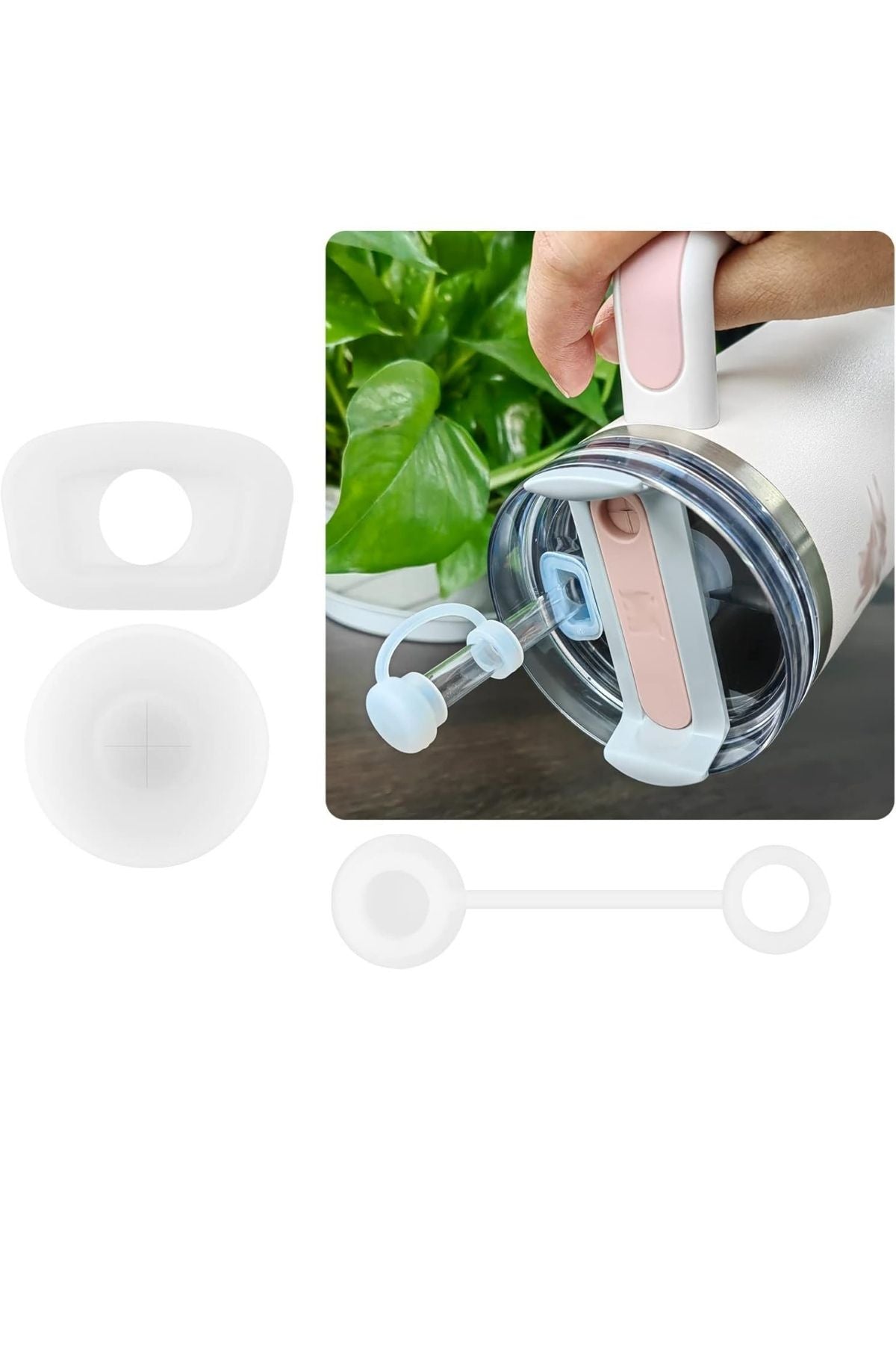 Stanley Quencher Uyumlu 3’lü Silikon Set – Sızdırmaz Tıpa, Pipet Koruyucu ve Taban Kılıfı