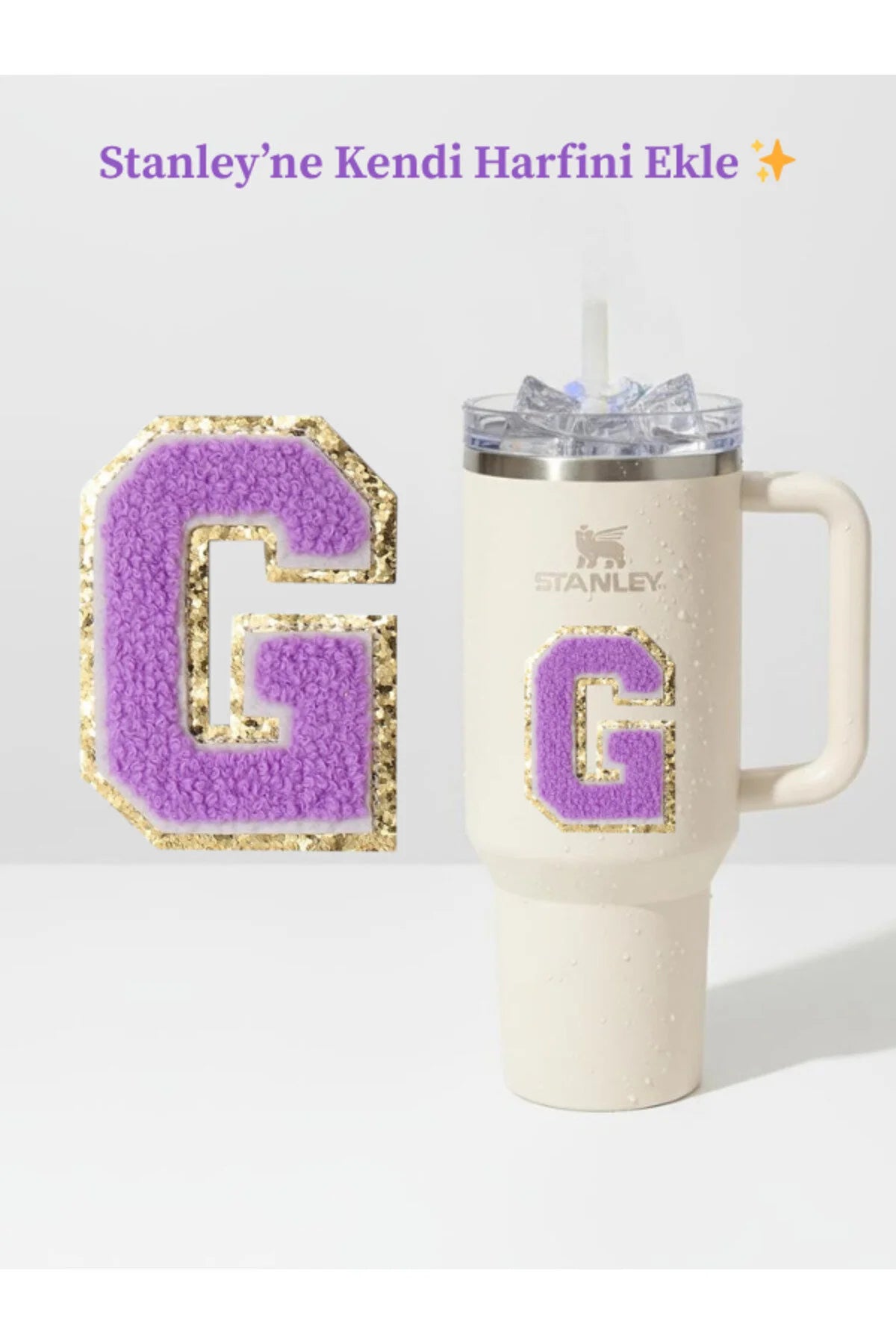 Stanley Quencher Uyumlu Premium Harf Sticker / Aksesuar – Tekstil Kaplama Kişiselleştirilmiş Tasarım