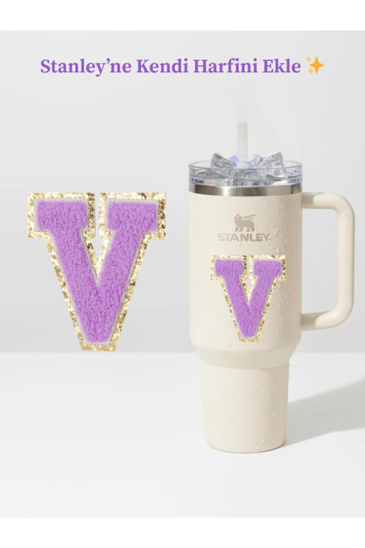 Stanley Quencher Uyumlu Premium Harf Sticker / Aksesuar – Tekstil Kaplama Kişiselleştirilmiş Tasarım