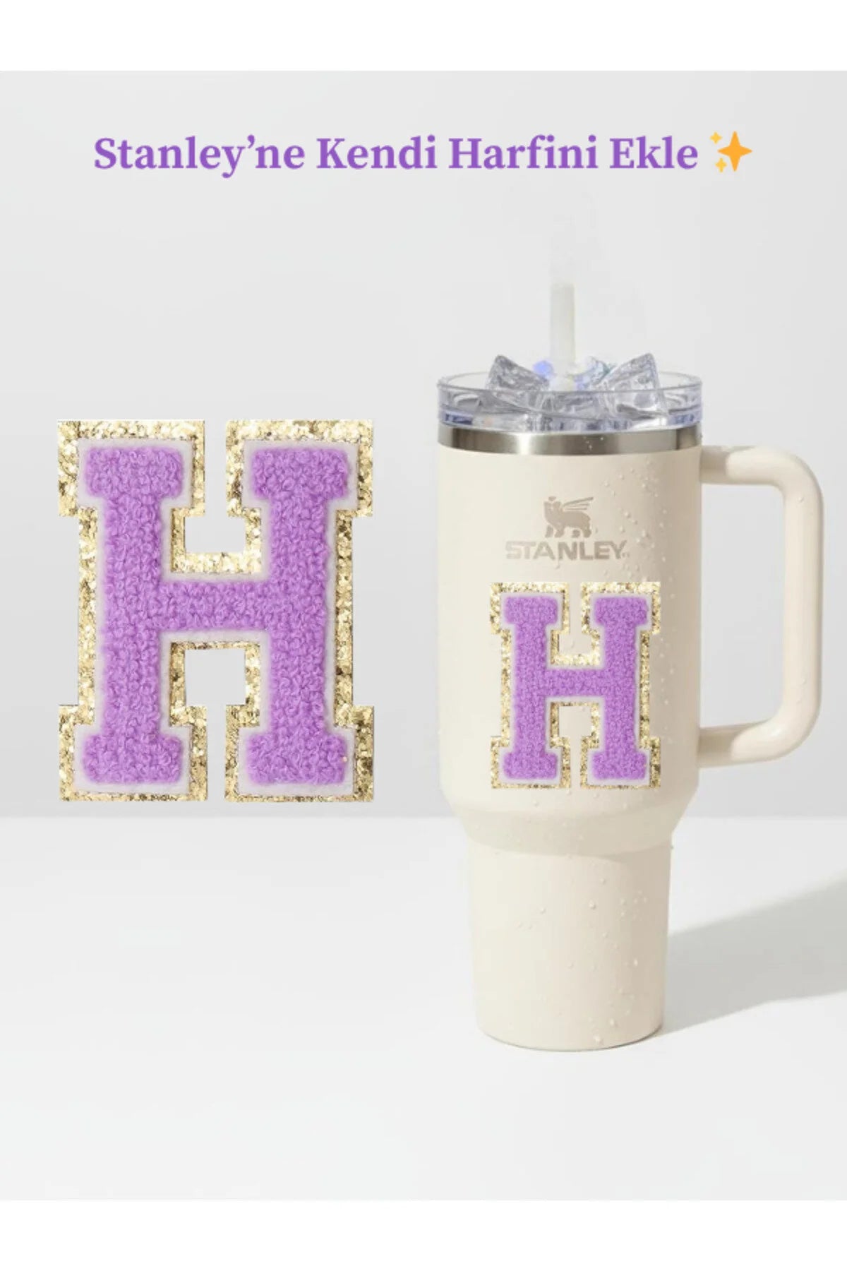 Stanley Quencher Uyumlu Premium Harf Sticker / Aksesuar – Tekstil Kaplama Kişiselleştirilmiş Tasarım