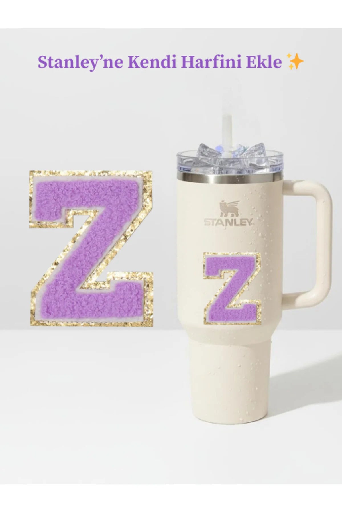 Stanley Quencher Uyumlu Premium Harf Sticker / Aksesuar – Tekstil Kaplama Kişiselleştirilmiş Tasarım