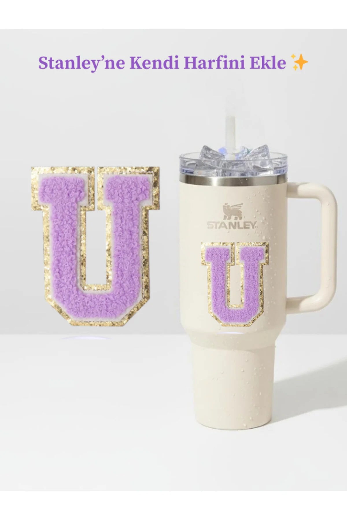 Stanley Quencher Uyumlu Premium Harf Sticker / Aksesuar – Tekstil Kaplama Kişiselleştirilmiş Tasarım