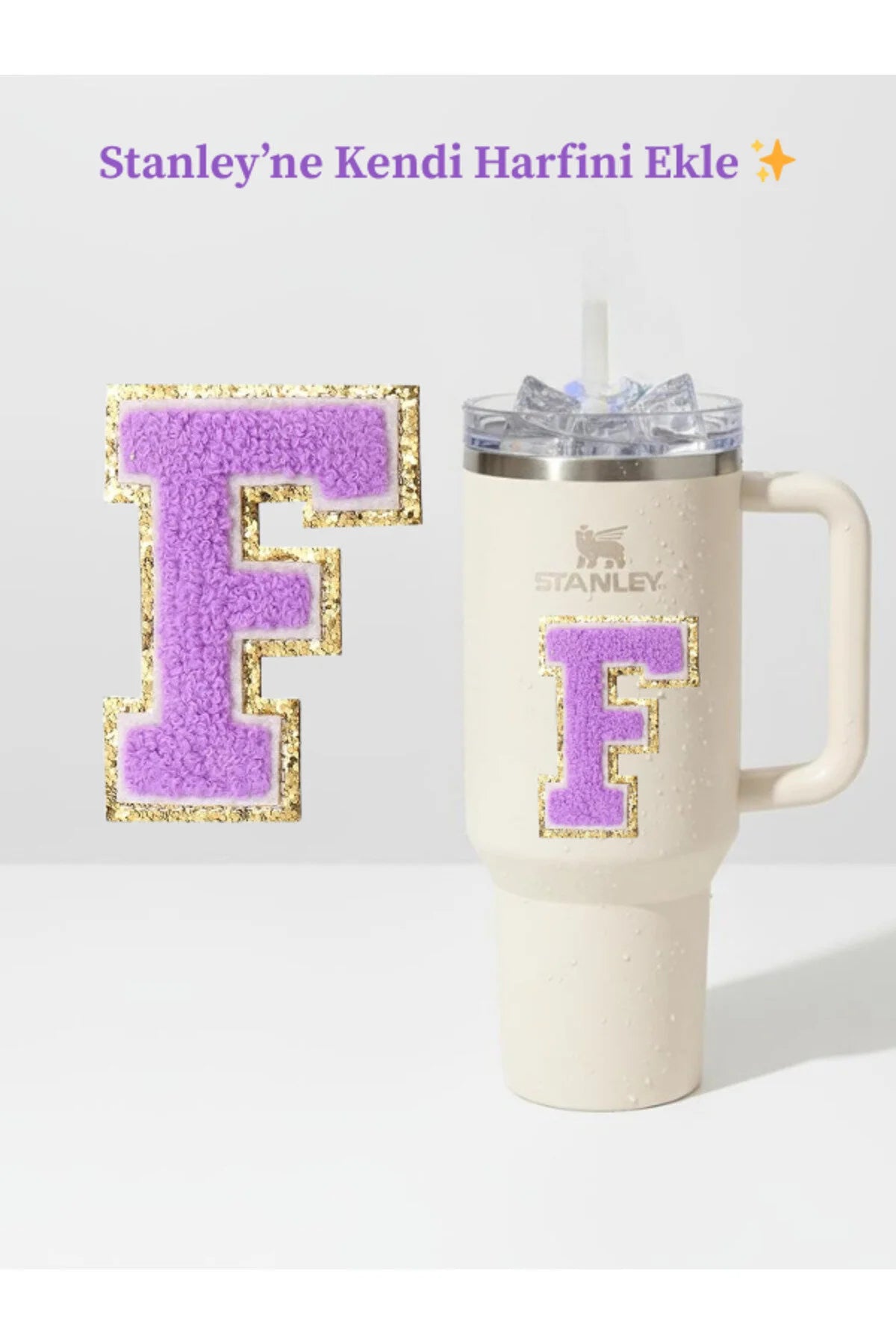 Stanley Quencher Uyumlu Premium Harf Sticker / Aksesuar – Tekstil Kaplama Kişiselleştirilmiş Tasarım