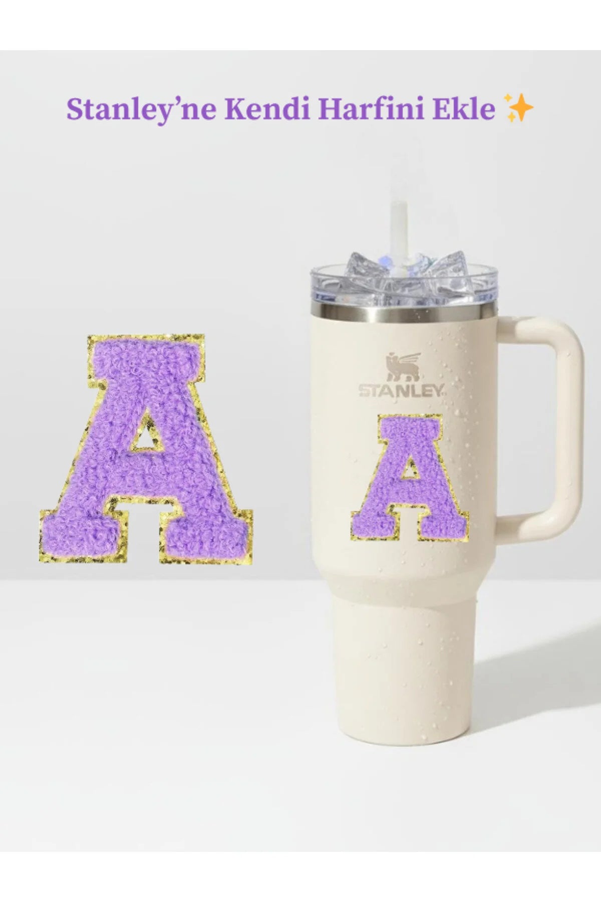 Stanley Quencher Uyumlu Premium Harf Sticker / Aksesuar – Tekstil Kaplama Kişiselleştirilmiş Tasarım