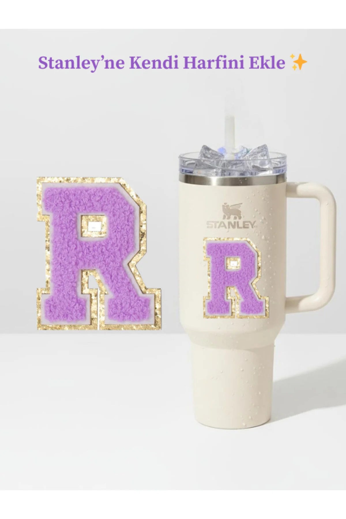 Stanley Quencher Uyumlu Premium Harf Sticker / Aksesuar – Tekstil Kaplama Kişiselleştirilmiş Tasarım