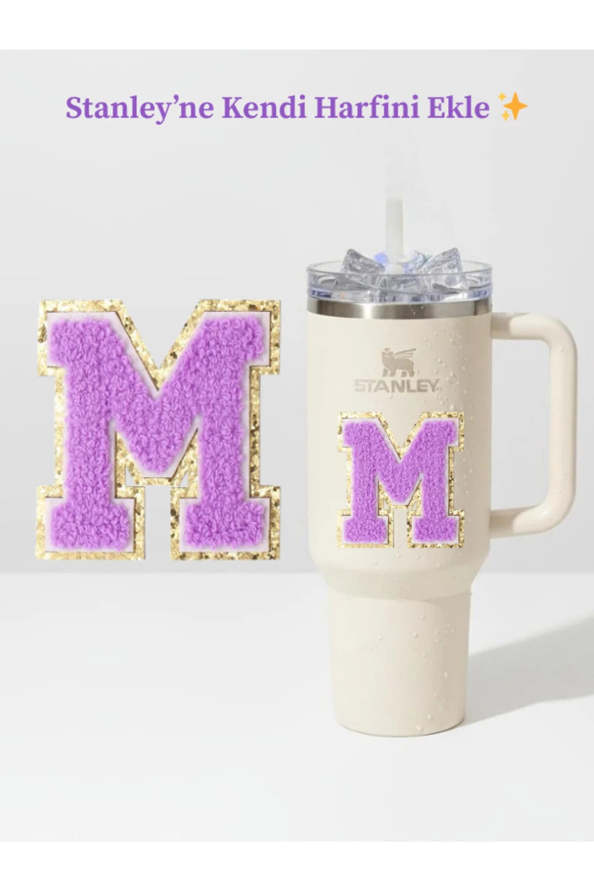 Stanley Quencher Uyumlu Premium Harf Sticker / Aksesuar – Tekstil Kaplama Kişiselleştirilmiş Tasarım