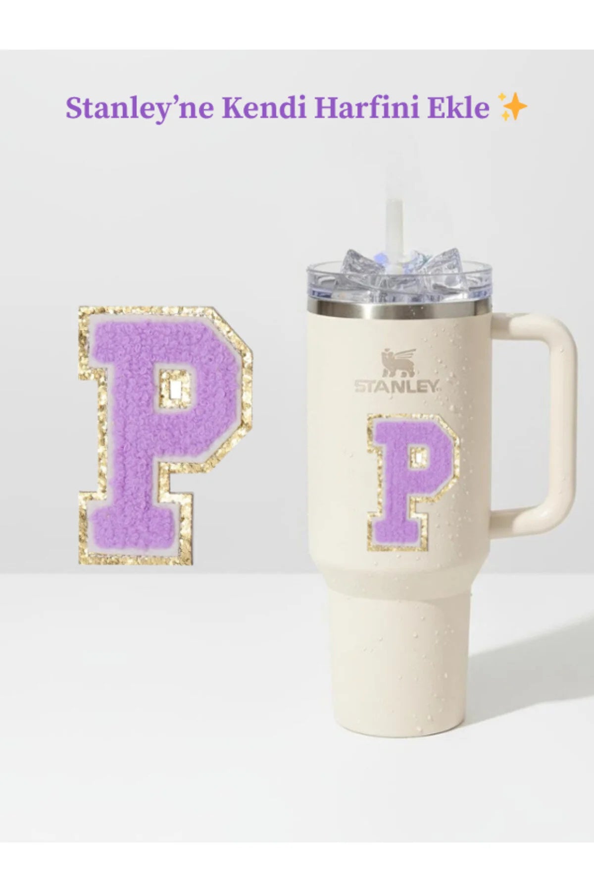Stanley Quencher Uyumlu Premium Harf Sticker / Aksesuar – Tekstil Kaplama Kişiselleştirilmiş Tasarım