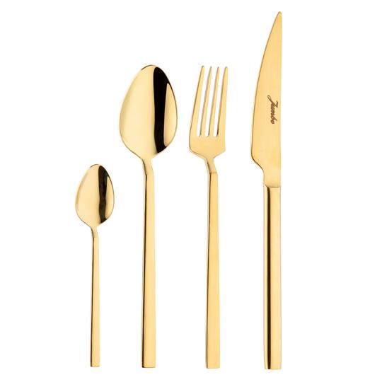 Jumbo 1800 24 Parça 6 Kişilik Titanyum Gold Tatlı Çatal Kaşık Bıçak Seti
