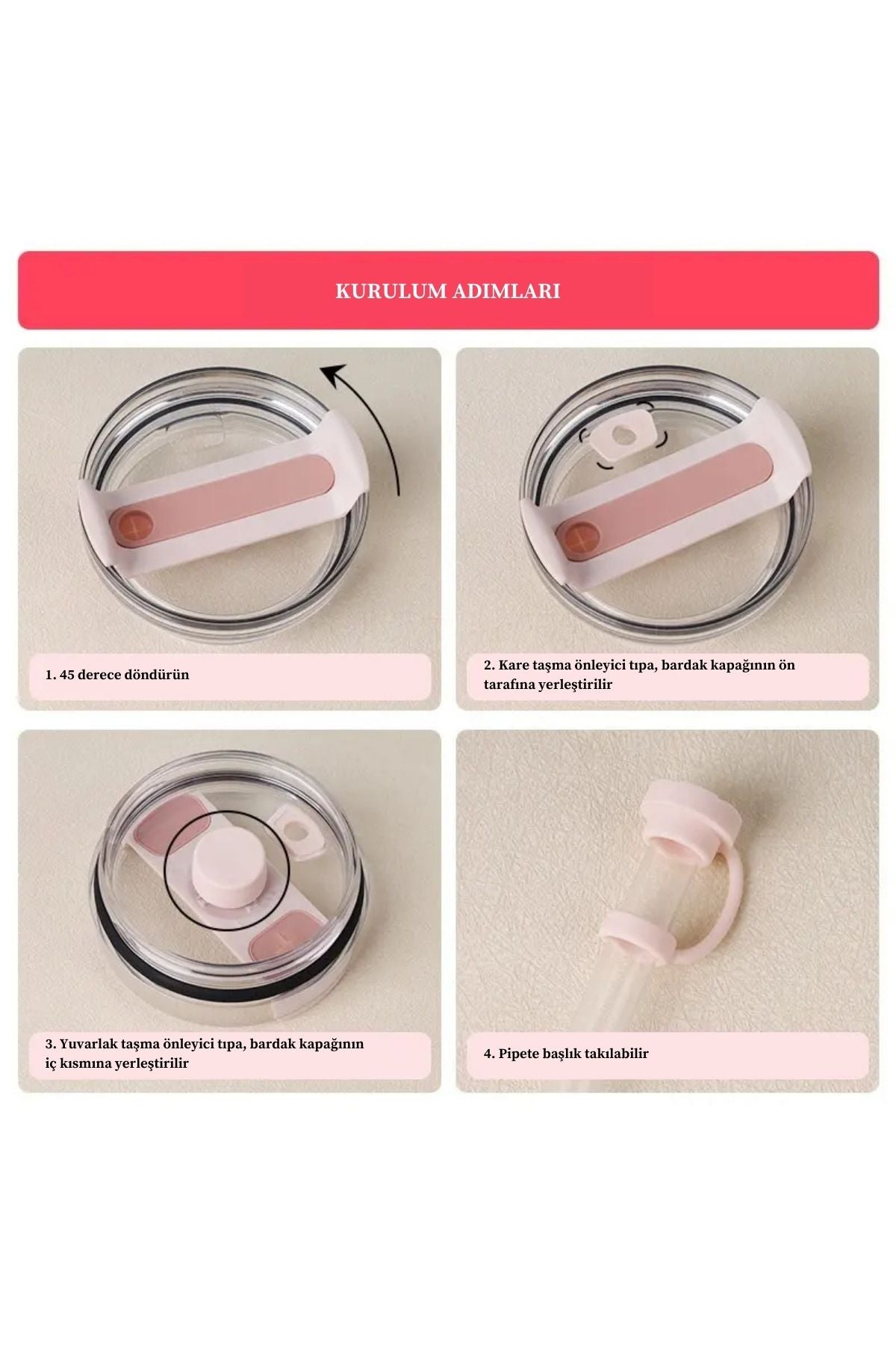 Stanley Quencher Uyumlu 3’lü Silikon Set – Sızdırmaz Tıpa, Pipet Koruyucu ve Taban Kılıfı