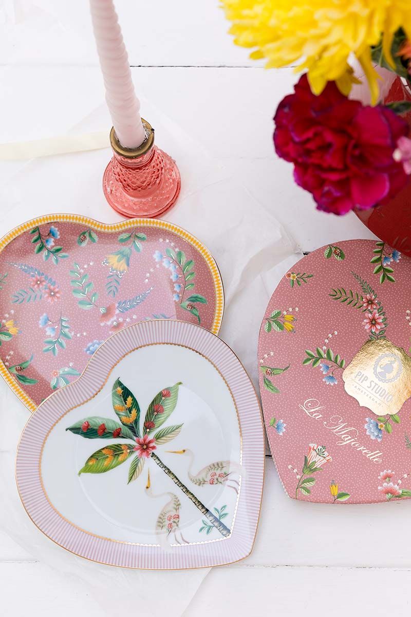 Pip Studio La Majorelle 2'li Pembe Porselen Kalpli Tabak 21.5cm