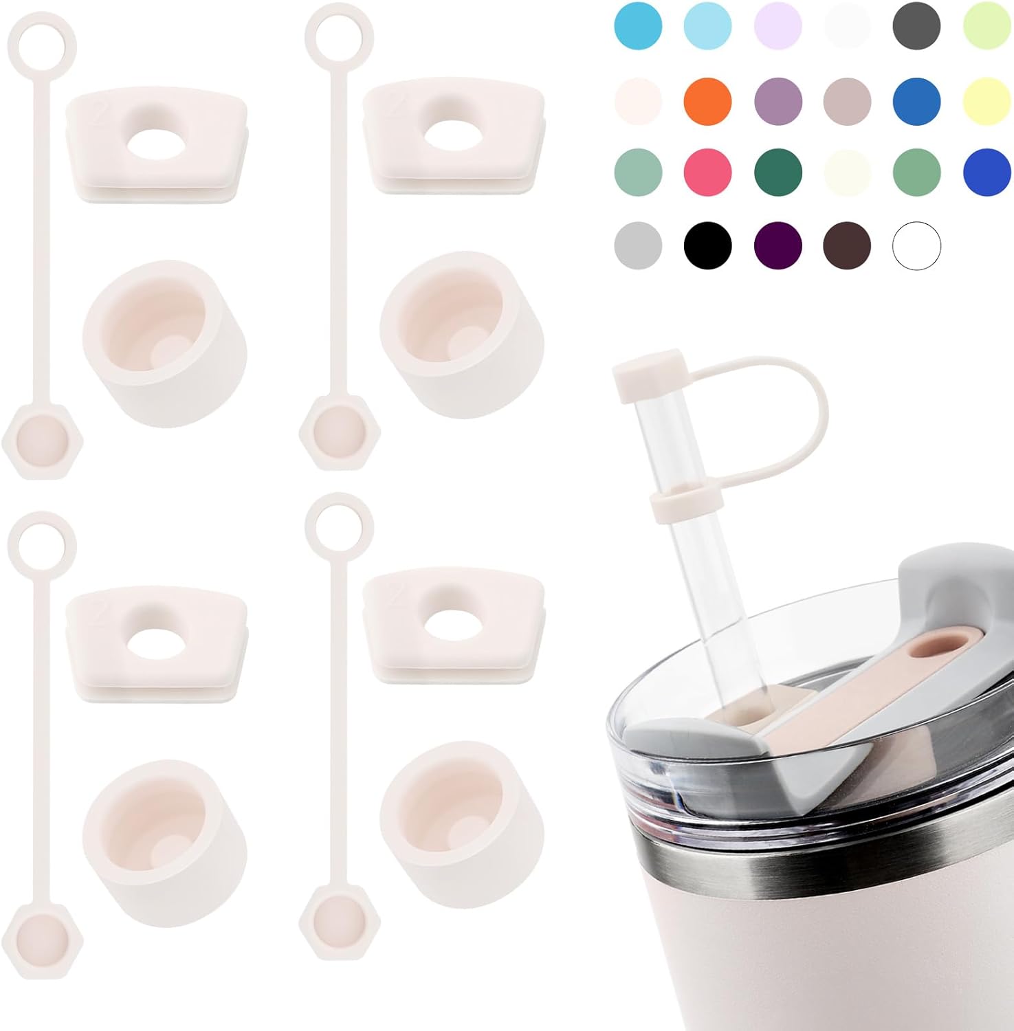 Stanley Quencher Uyumlu 3’lü Silikon Set – Sızdırmaz Tıpa, Pipet Koruyucu ve Taban Kılıfı