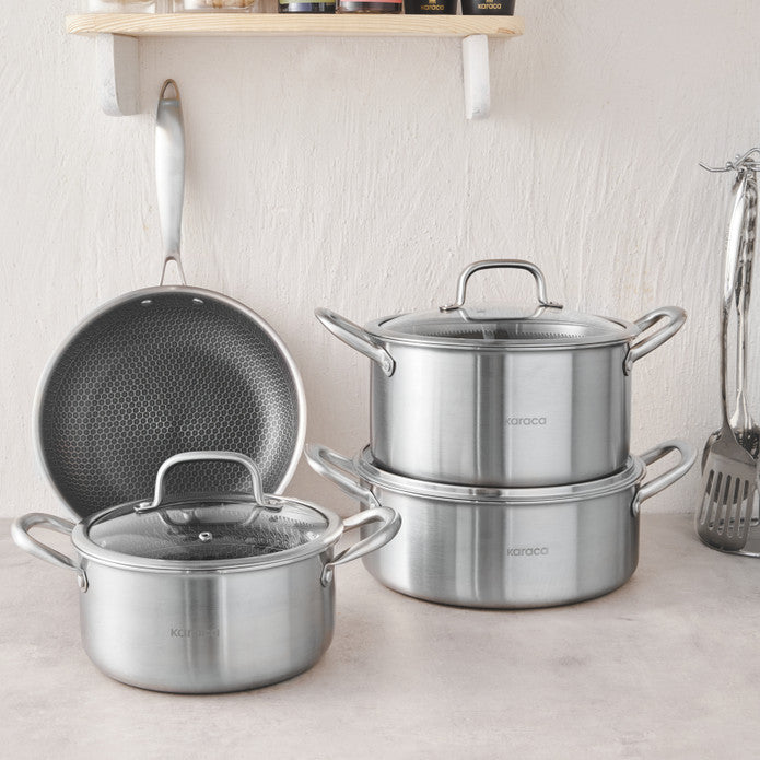 Karaca PowerSteel 316+ Çelik İndüksiyon Tabanlı 7 Parça Tencere Seti