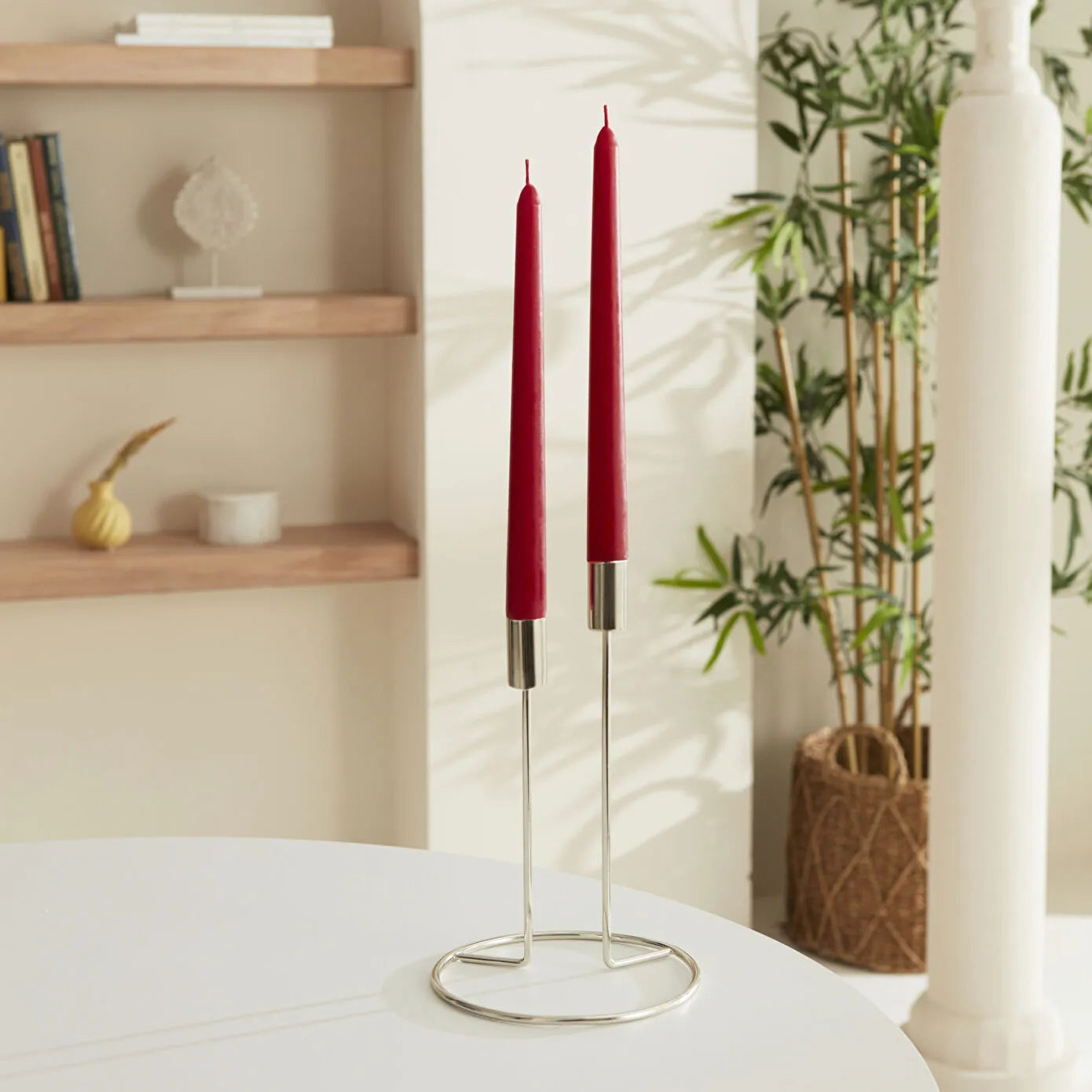 Karaca Home 2li Şamdan Mum Bordo 24 cm
