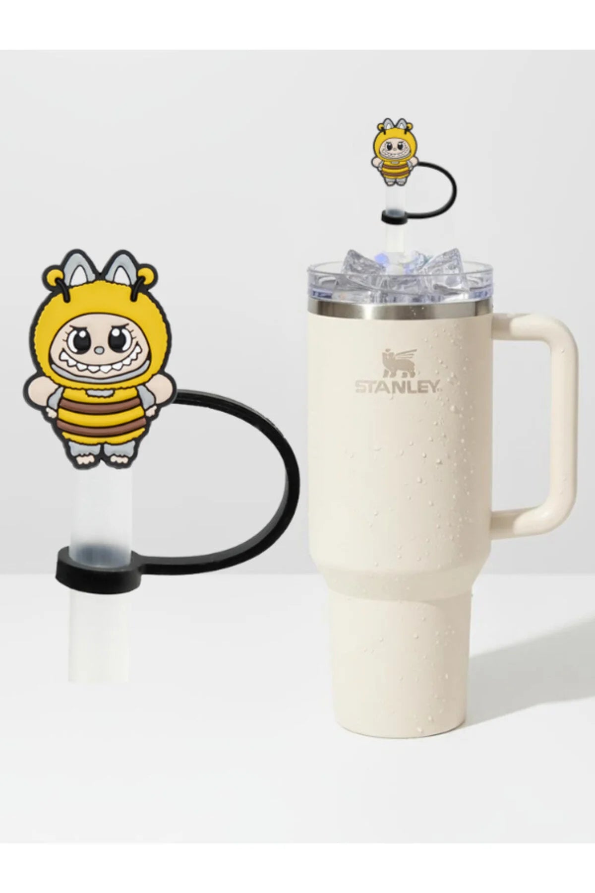 Labubu figürlü silikon pipet tıkacı