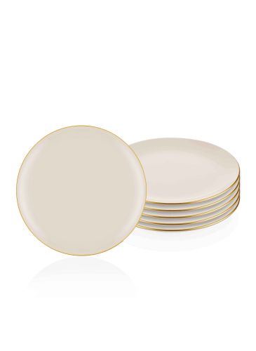 The Mia Basic Servis Tabağı 6'lı Set Krem - 26cm