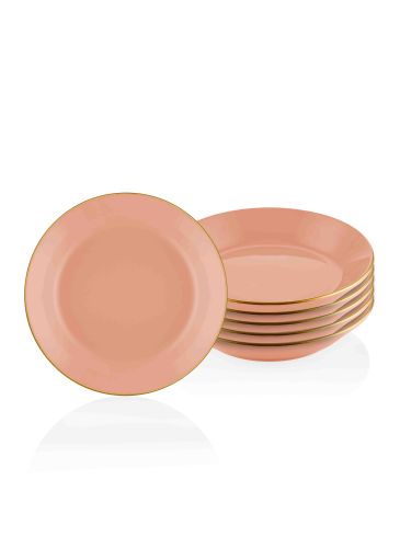 The Mia Basic Yemek Tabağı 6'lı Set Somon Pembe - 20cm