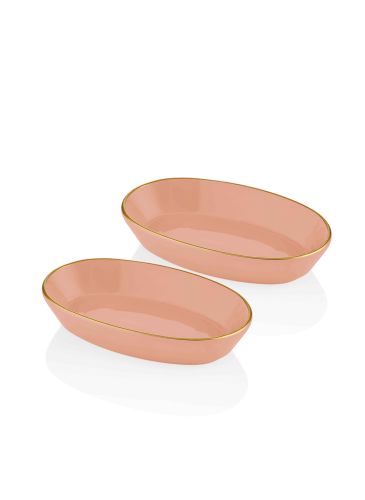 The Mia Basic Oval Servis Tabağı Somon Pembe 2'li Set 26cm