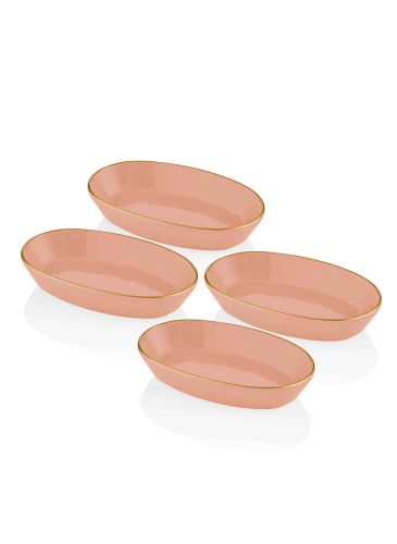The Mia Basic Oval Servis Tabağı Somon Pembe 4'lü Set 17 cm