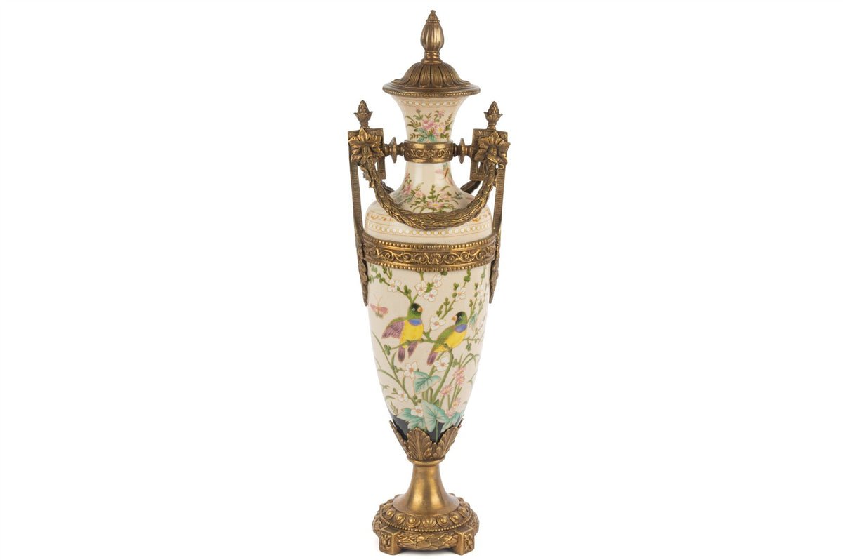 Mikasa Moor Krem Kuş Çiçek Antik Kapaklı Küp 15x51cm
