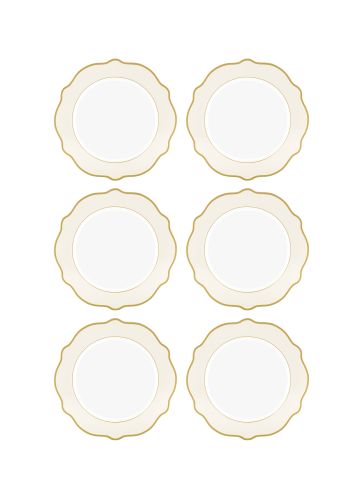 The Mia Jaswely Pasta Tabağı 6 Parça Krem 21 Cm