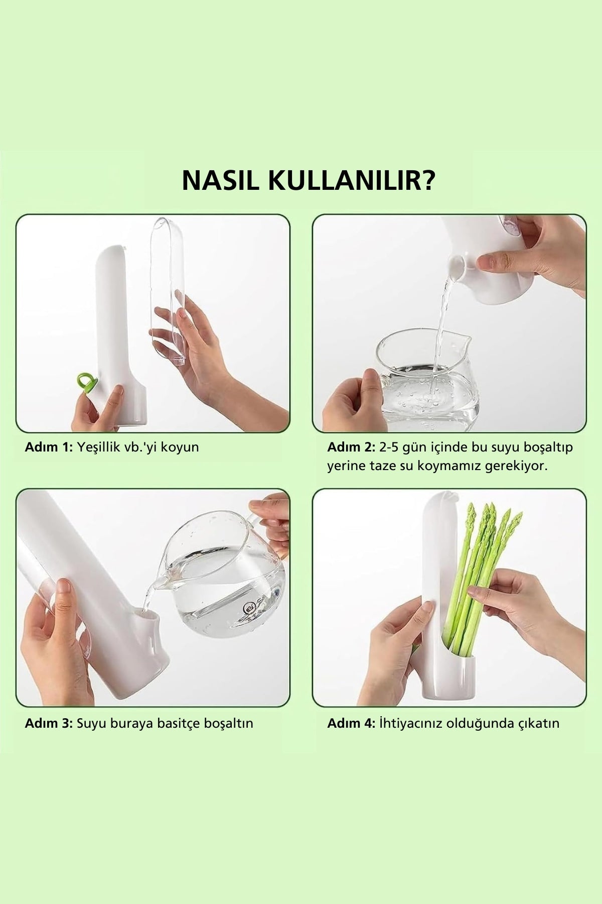 2’li Yeşillik Saklama Kabı Seti - Taze Tutan Herb Keeper Sebze Saklama Kapları