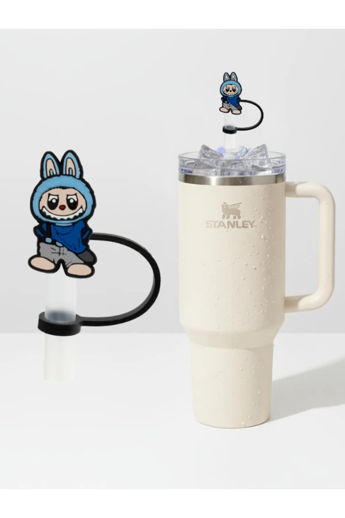 Labubu figürlü silikon pipet tıkacı