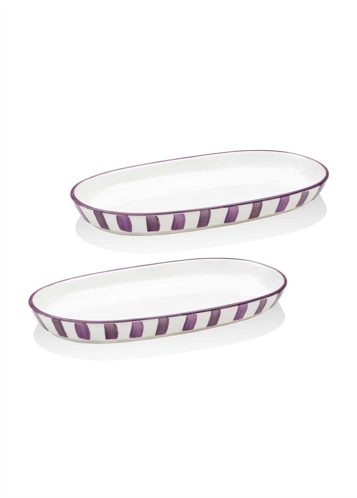 The Mia Joy Oval Servis Tabağı 2'li Set Mor 23 cm