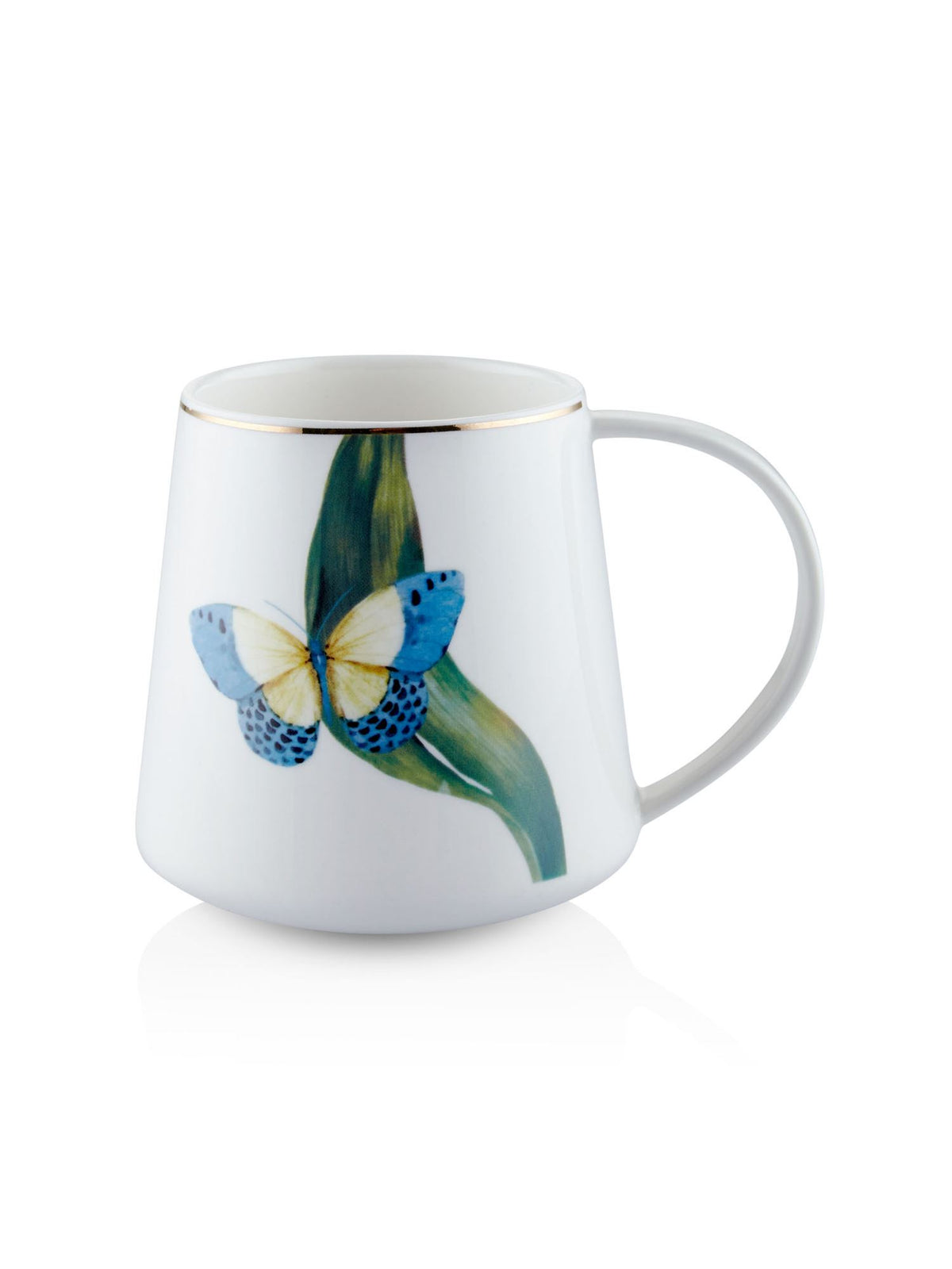The Mia Folium Blue Porselen Kupa 340 cc (Paket: 4 Adet)