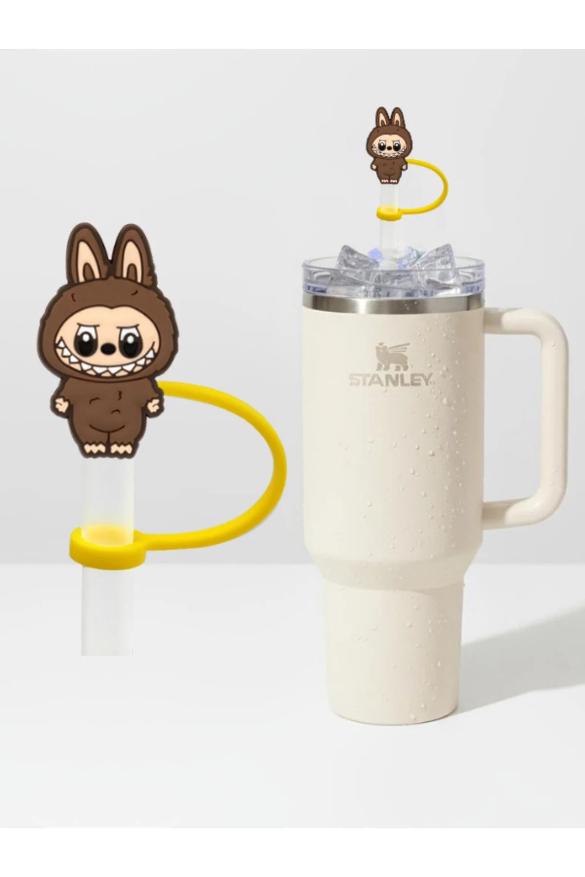 Labubu figürlü silikon pipet tıkacı