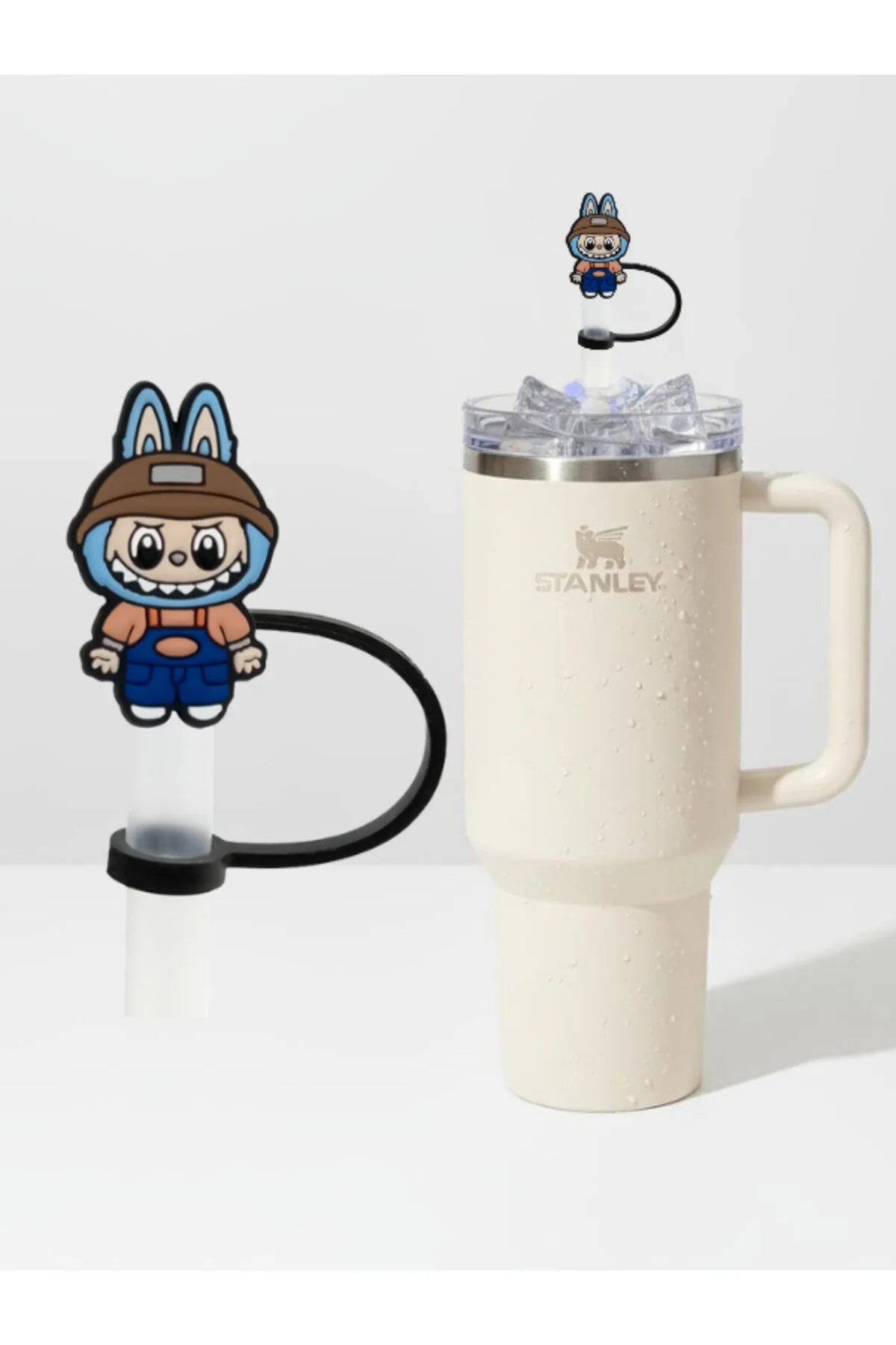 Labubu figürlü silikon pipet tıkacı