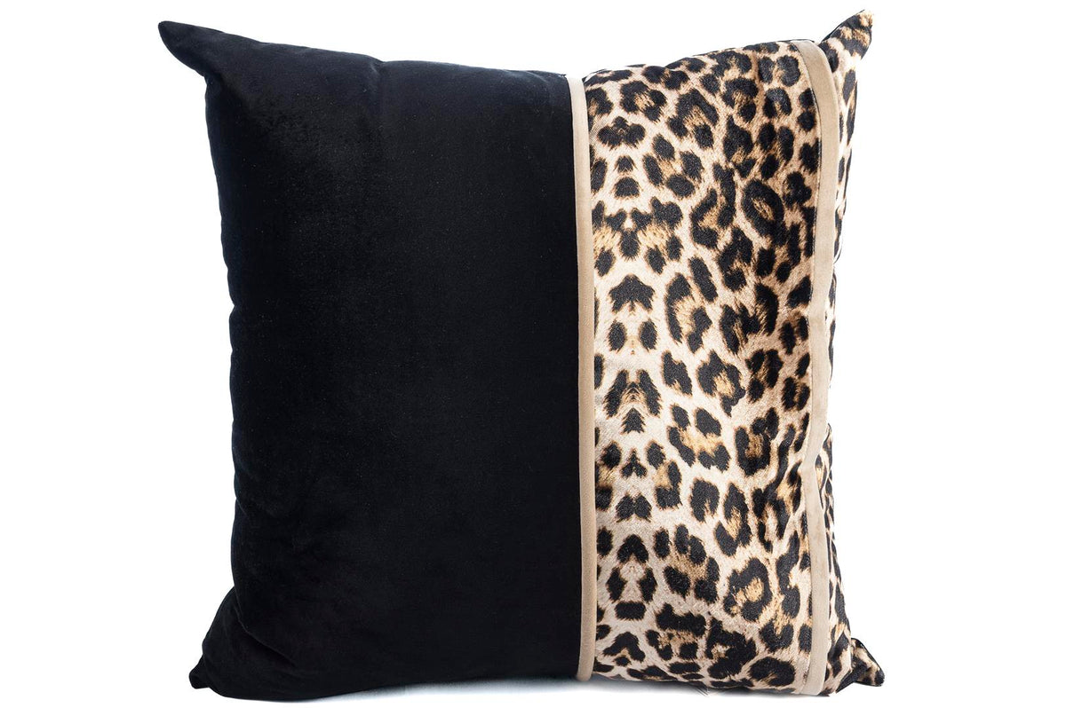 Mikasa Moor Bej leopar siyah kadife 50x50 yastık