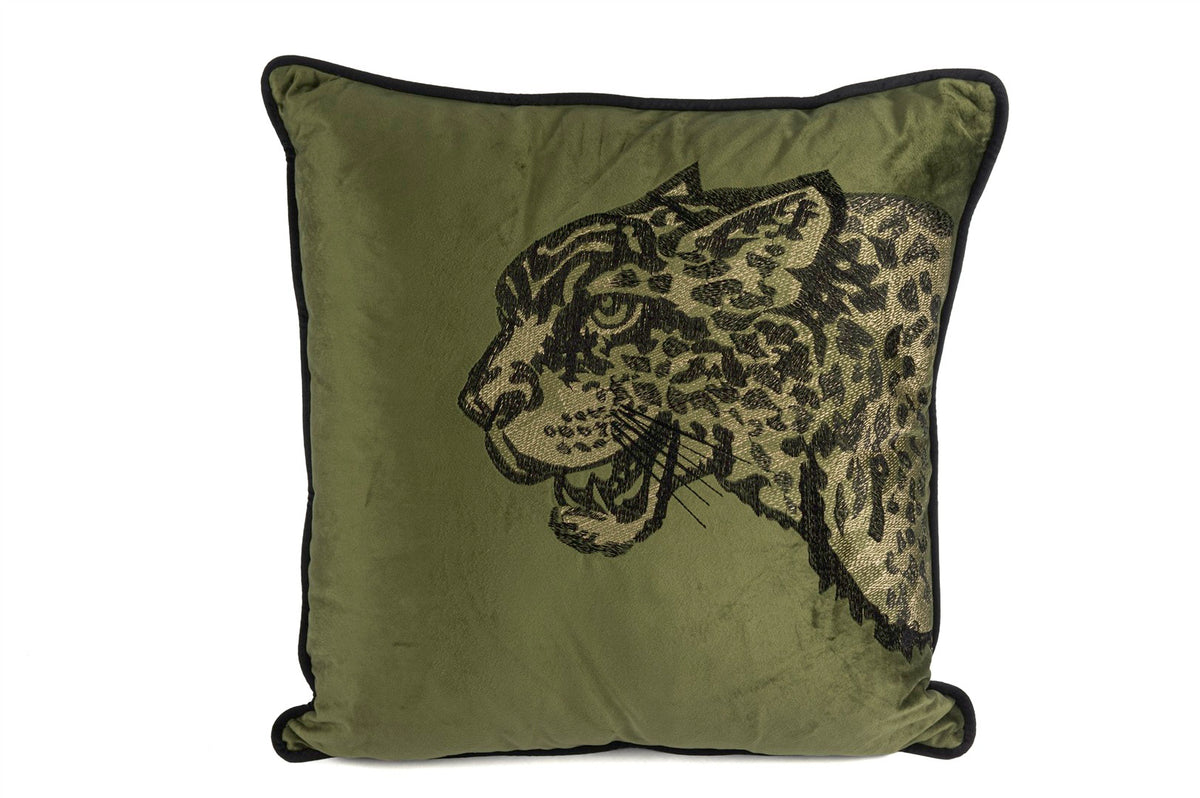 Mikasa Moor Leopar Nakışlı Haki Yastık 50x50