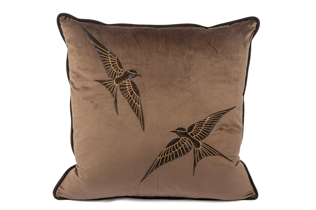 Mikasa Moor Isla Kahverengi Kadife iki Kuş 55x55 Yastık