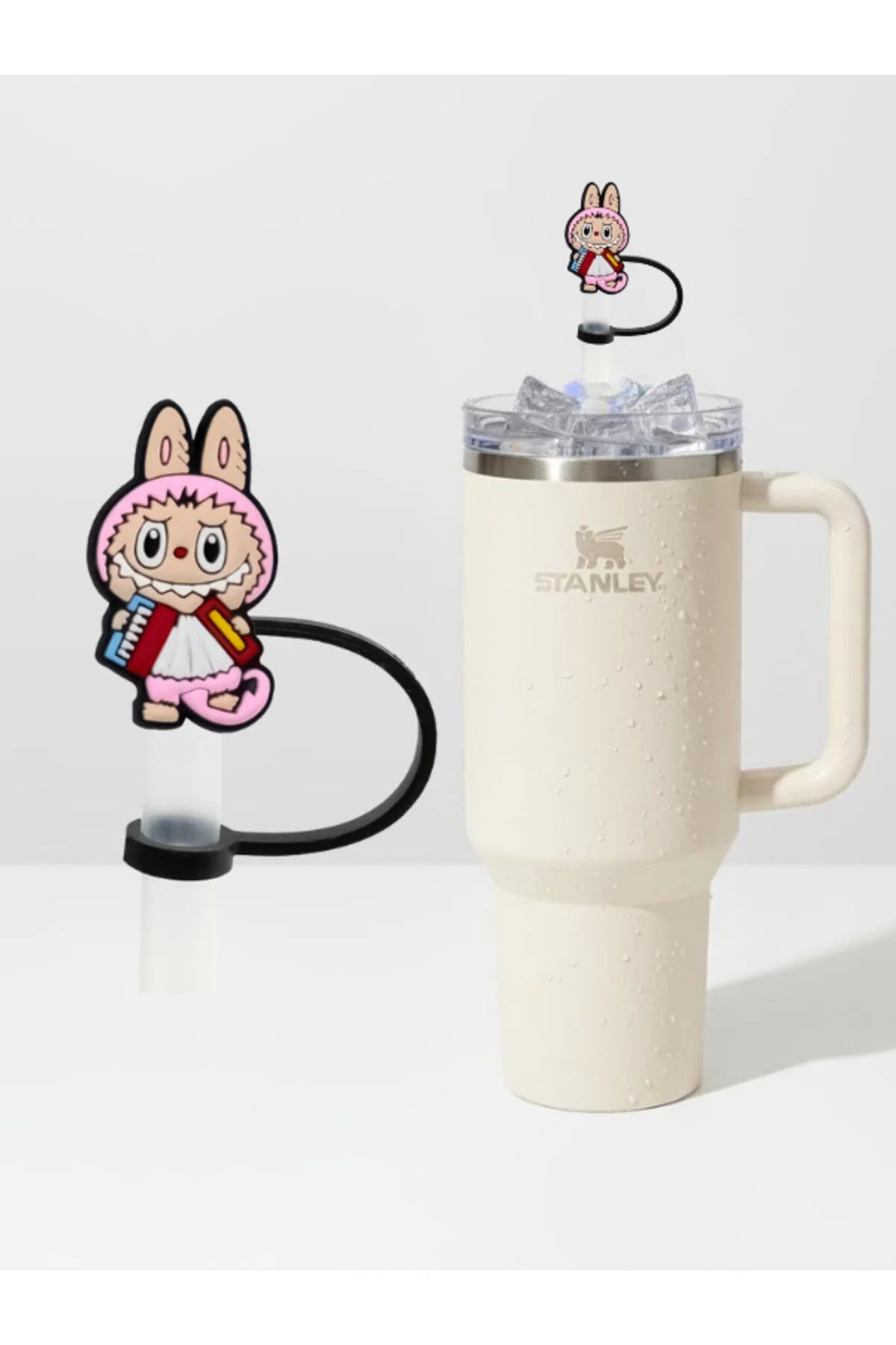 Labubu figürlü silikon pipet tıkacı