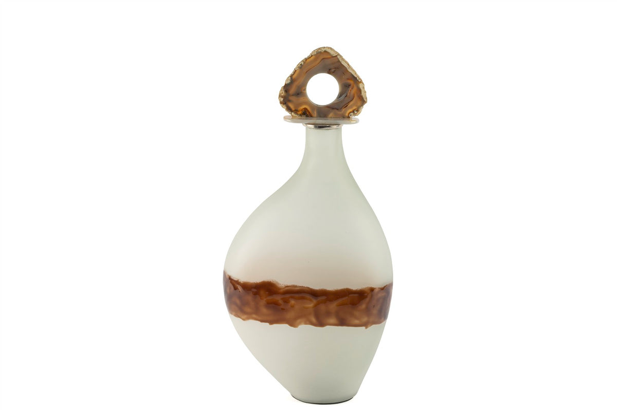 Mikasa Moor Zeolit Taşlı Beyaz Cam Dekoratif Obje 10x50cm