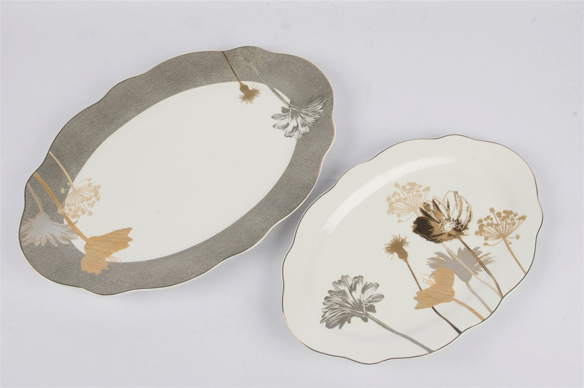 Mikasa Moor Platinum Dahlia 2li Oval Servis 31x21 26x17cm