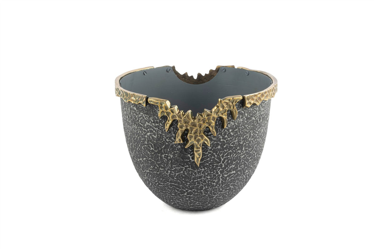 Mikasa Moor Antrasit Dokulu Pirinç Antik Saksı 28x22cm