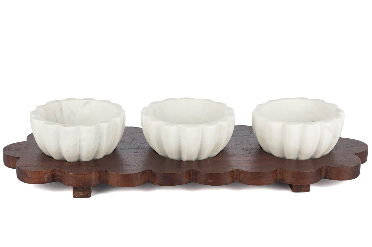Mikasa Moor Beyaz Mermer Ahşap 3lü Kase 42x15cm