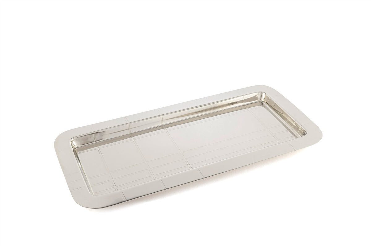 Mikasa Moor Gümüş Çizgili Dikdörtgen Tepsi 37x17cm