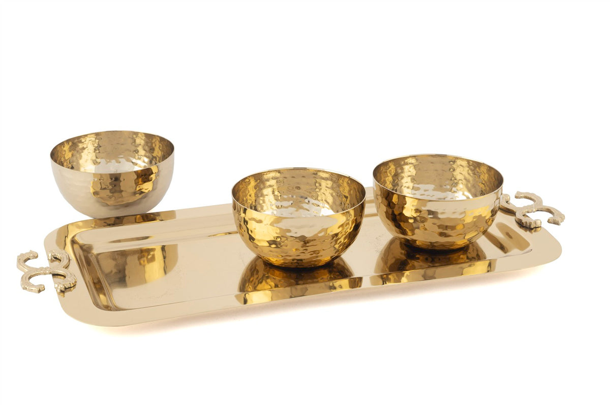 Mikasa Moor Gold 3lü Dövme Kaseli Tepsi 18x42x6cm