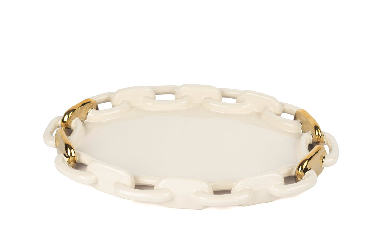 Mikasa Moor Krem Gold Oval Zincir Servis 37x27cm