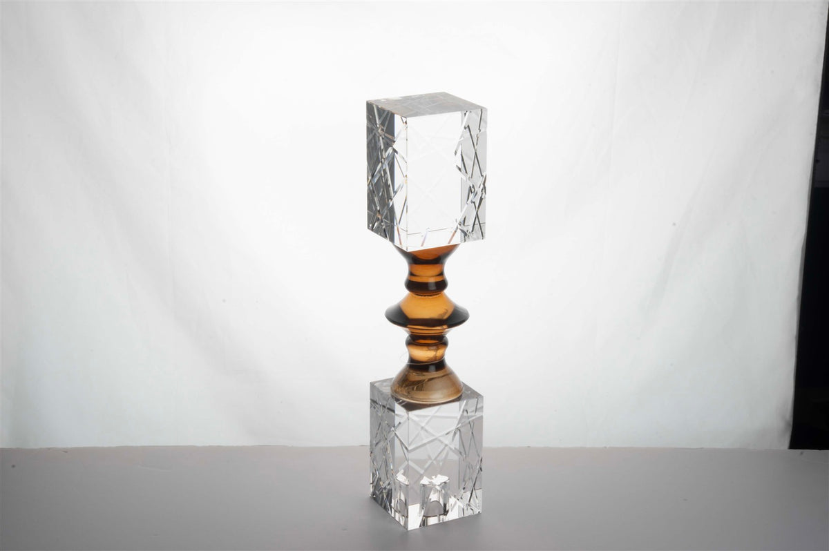 Mikasa Moor Kristal Amber Şeffaf Mumluk 6x6x30cm