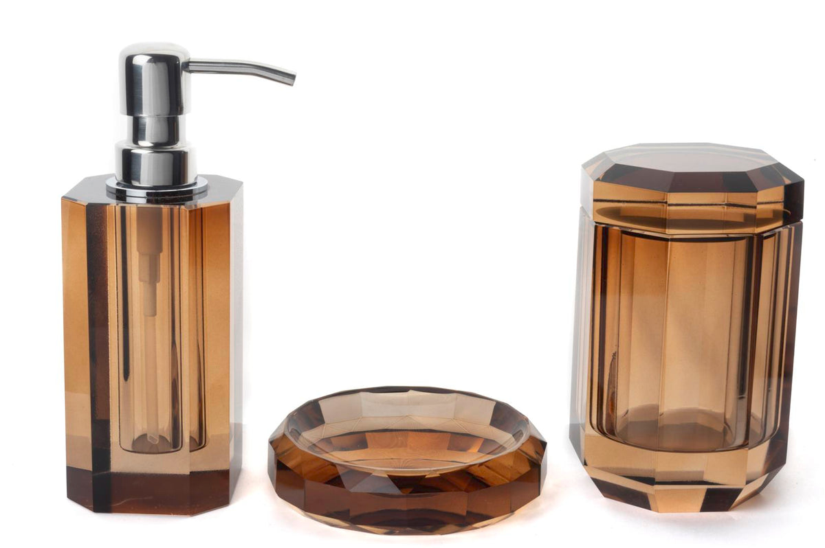 Mikasa Moor Tawny 3lü Cam Banyo Seti 9x9x14cm 7x7x8cm 11x3cm