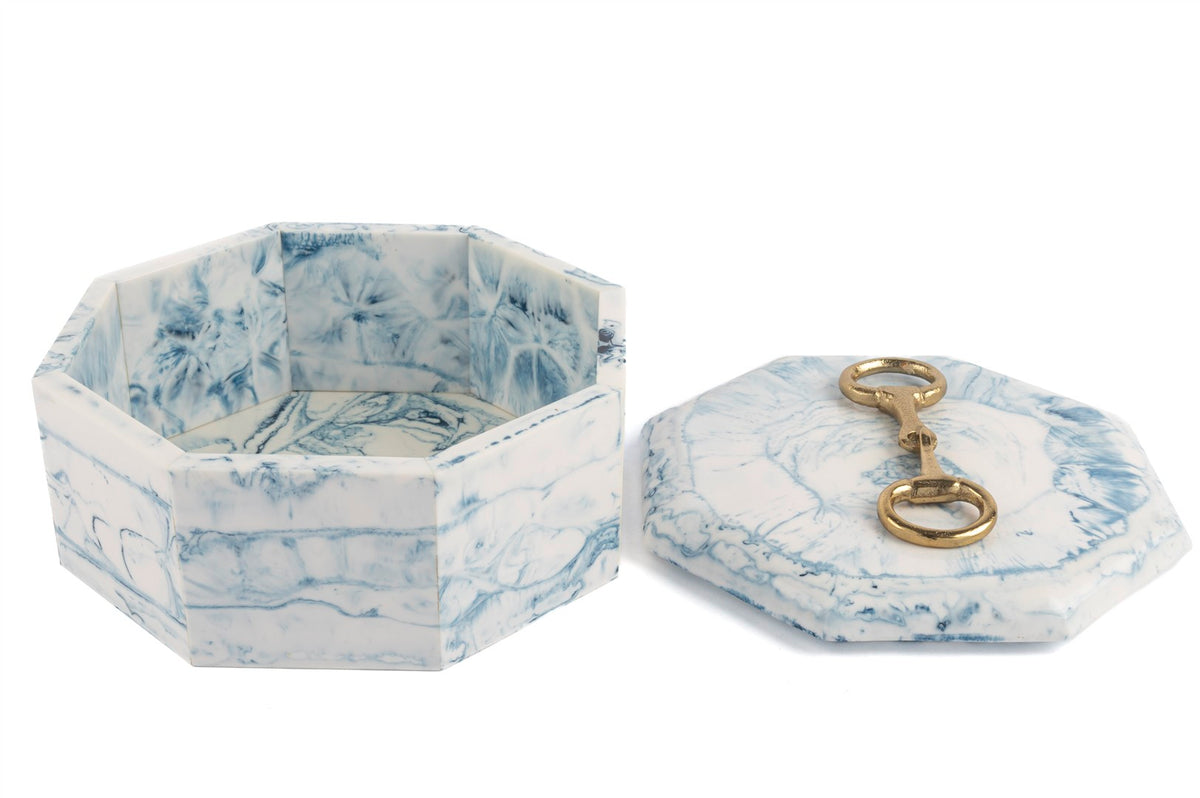 Mikasa Moor Mavi Beyaz Gold Kulplu Kutu 22x22x10cm