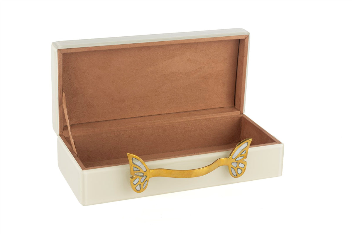 Mikasa Moor Krem Gold Kelebek Kulplu Kutu 17x30x8cm