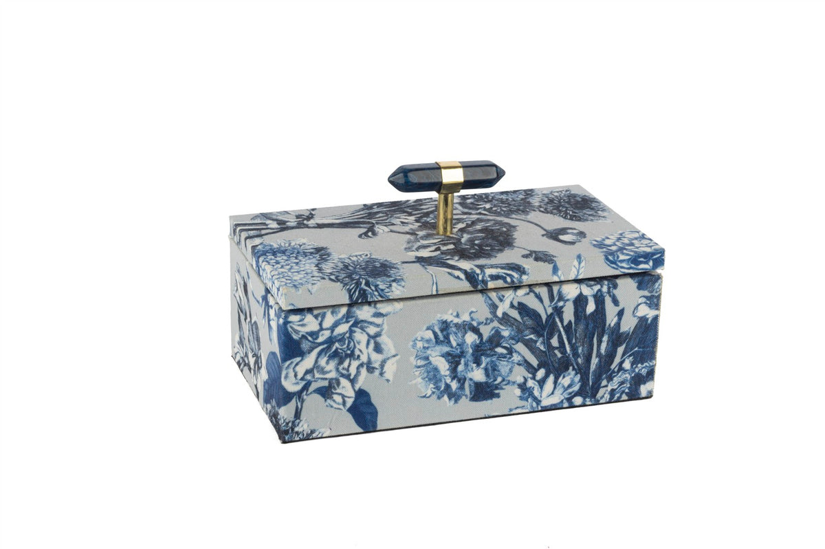 Mikasa Moor Lacivert Çiçek Kumaşlı Doğal Taş Kutu 23x10x13cm