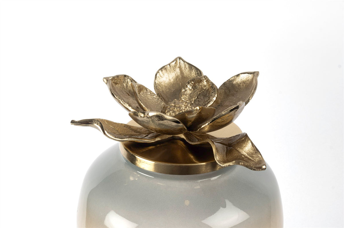 Mikasa Moor Kahve Saydam Cam Lotus Gold Kapaklı Küp 59x28cm