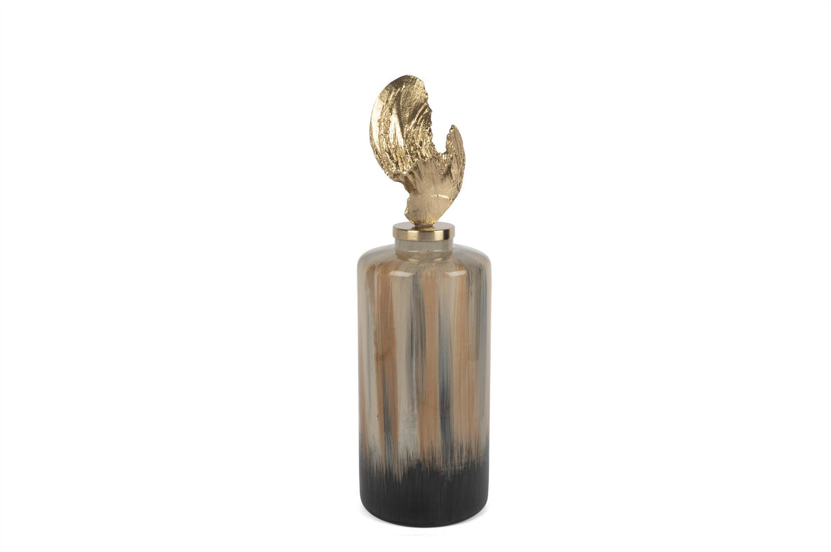 Mikasa Moor Krem Kırcıllı Cam Gold Başlıklı Küp 18x57cm
