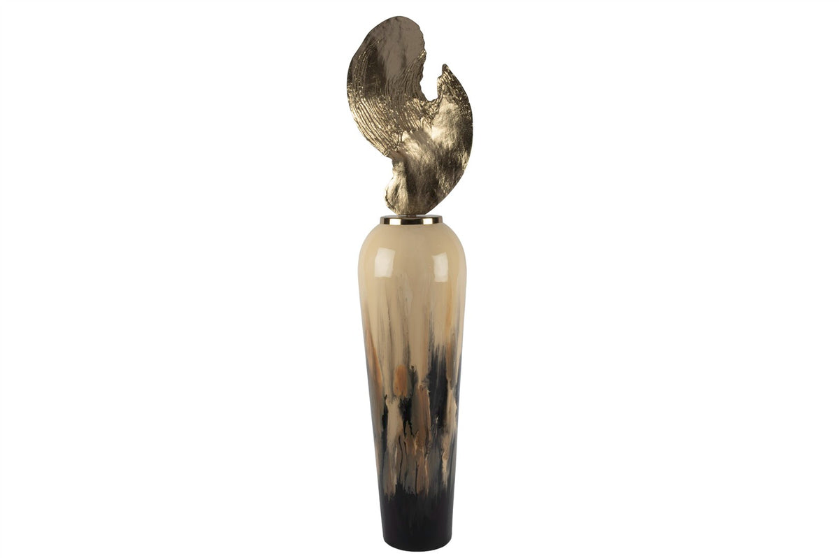 Mikasa Moor Krem Boyalı Cam Gold Başlıklı Küp 30x27x131cm